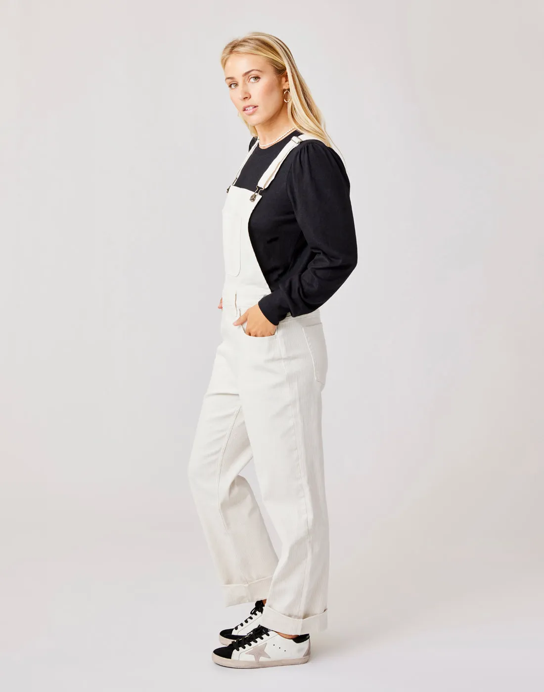 Jason Railroad Stripe Overall: Birch Stripe - FINAL SALE