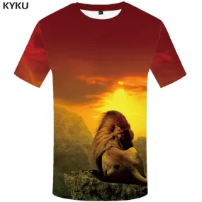 KYKU Brand Lion T-shirts Men Animal Tshirts Print Mountain T-shirt 3d Moon T shirts Funny Nebula Tshirt Anime Mens Fashion