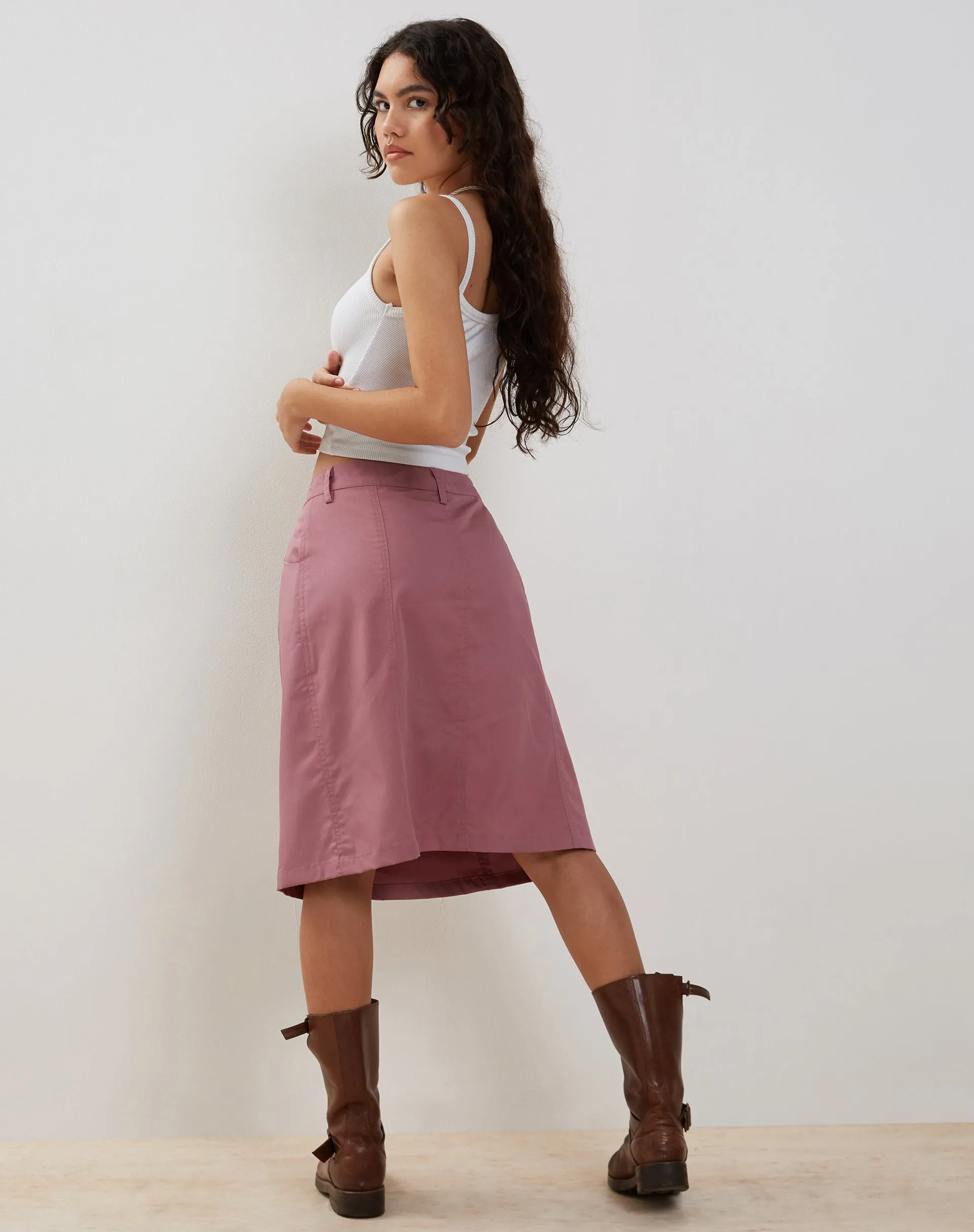 Kyst Cargo Midi Skirt in Mauve