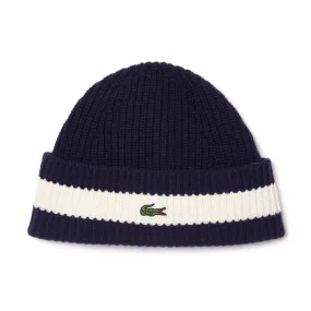 Lacoste Ribbed Carded Wool Beanie Hat