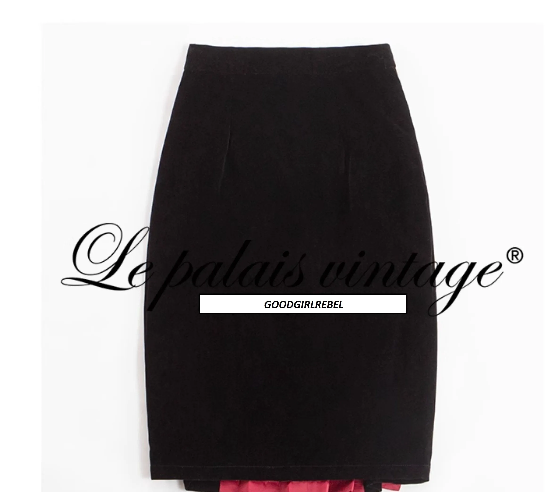 Le Palais Vintage Black Velvet Jacket   Pencil Skirt Set -  Scarlet Mary