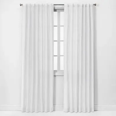 Light Filtering Linen Window Curtain Panel - Threshold