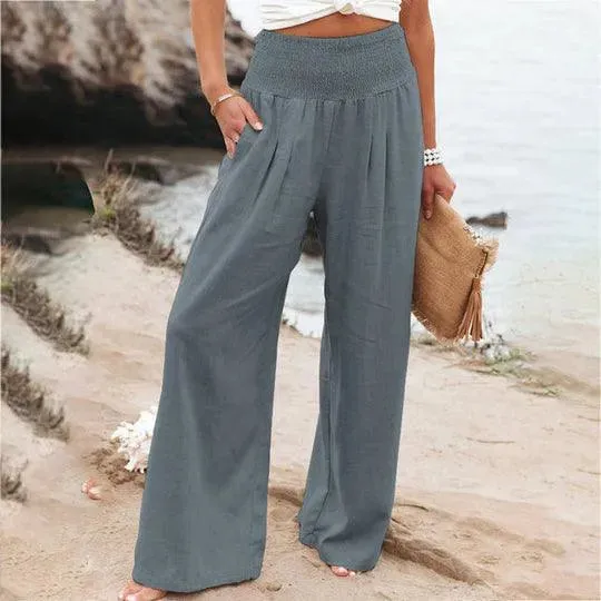 Linen Pants - Wide Legs - Cotton and Linen - Perfect for Summer and Office