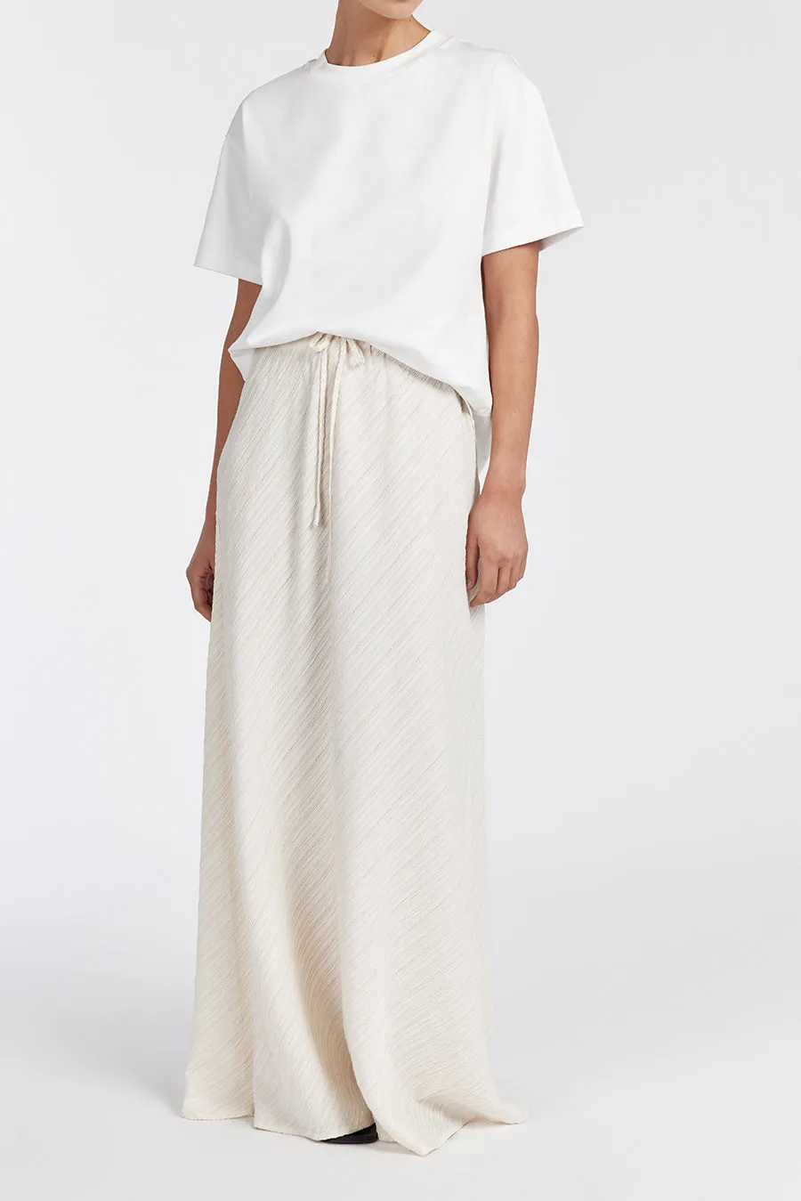 LOZ CREAM DRAWSTRING MIDI SKIRT