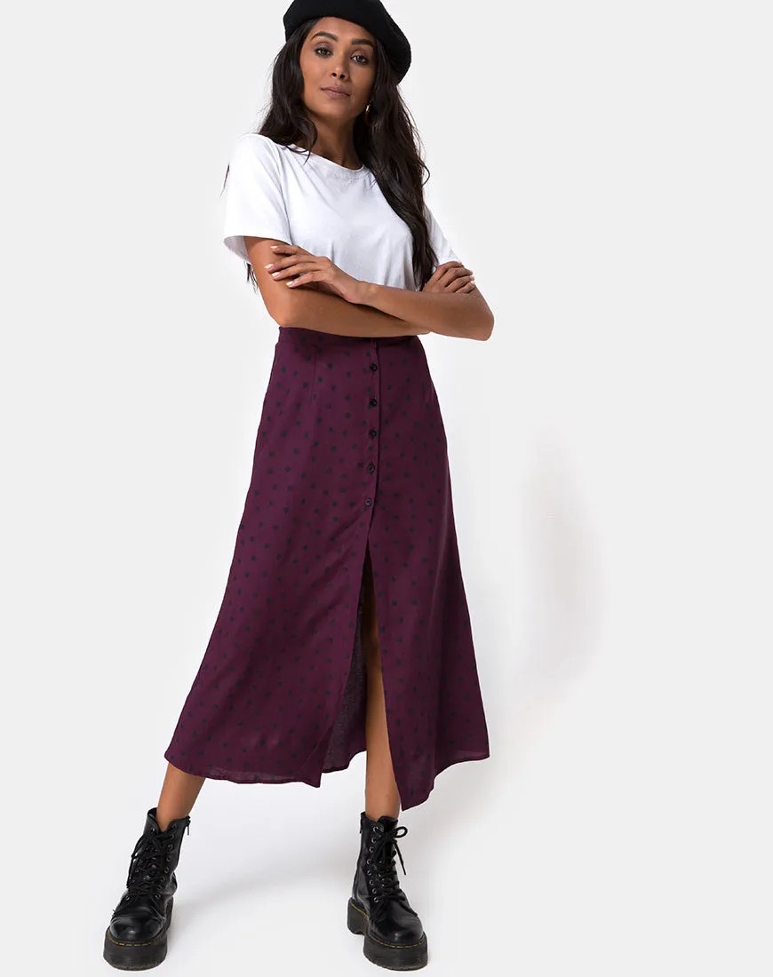 Marni Midi Skirt in Skater Polka Wine