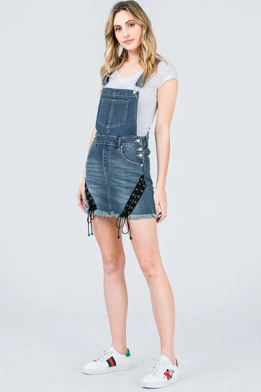 Medium Denim Stretch Denim Overall Skirt