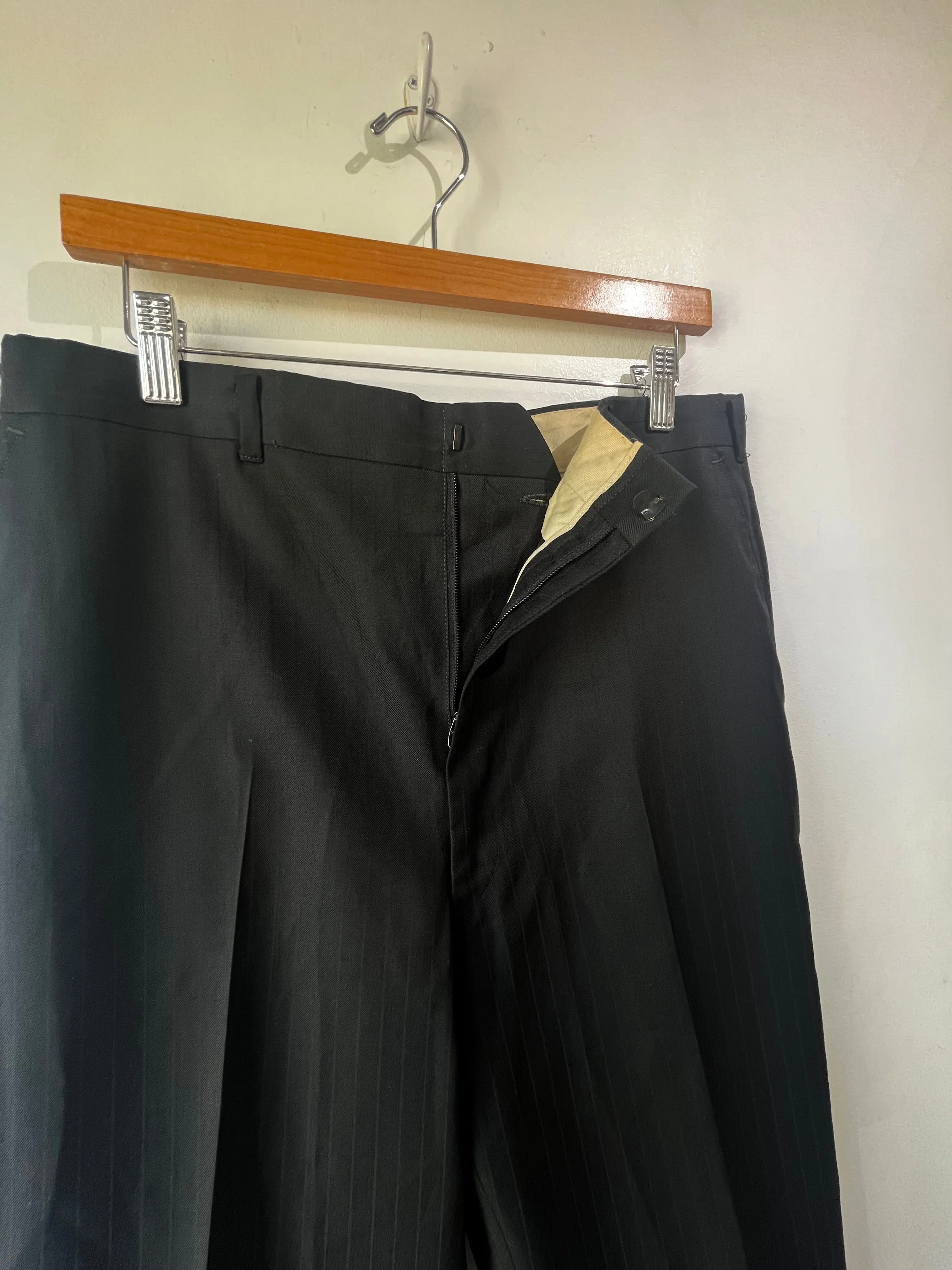 Men's Black Silk Pinstripe Tuxedo Pants