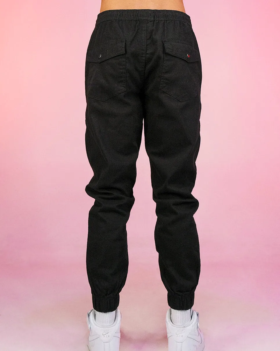 Men's Black Twill Joggers