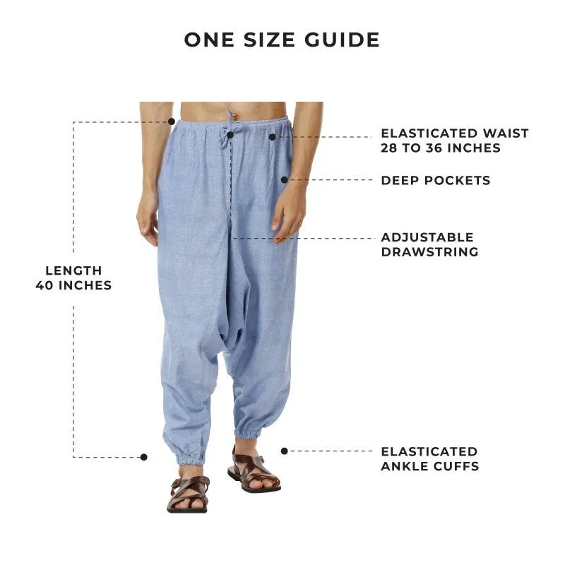 Men's Harem Pants | Lavender Blue | Fits Waist Size 28" to 36"