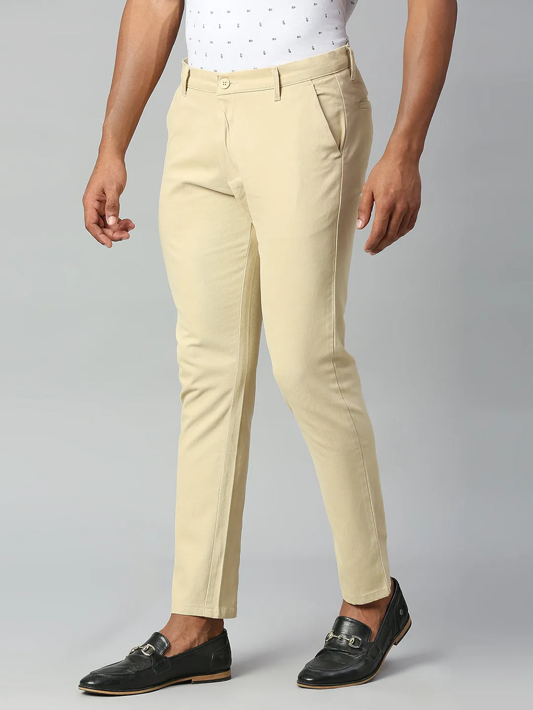 Men's Tapered Fit Cotton Chinos (Light Khaki)