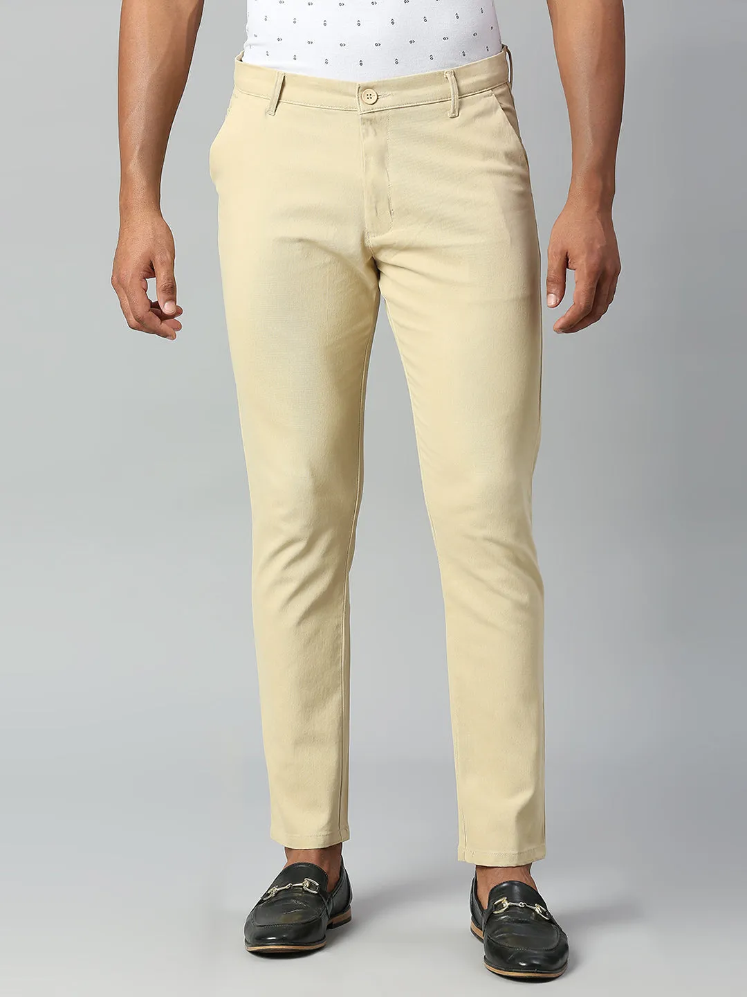 Men's Tapered Fit Cotton Chinos (Light Khaki)