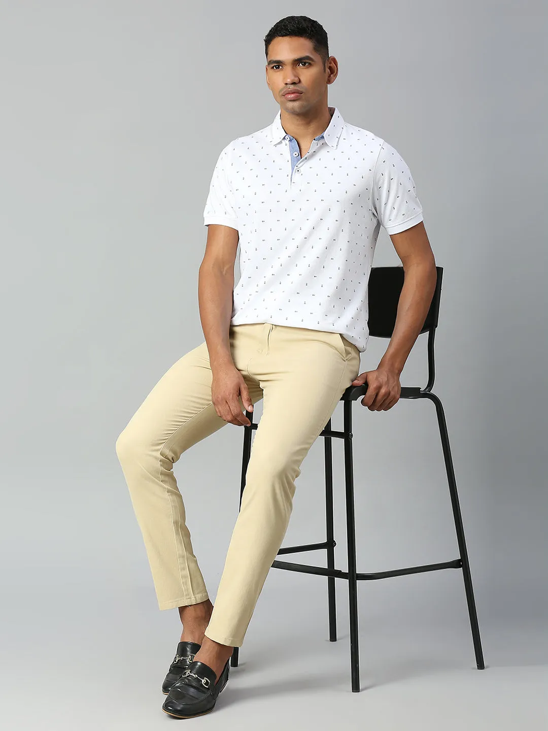 Men's Tapered Fit Cotton Chinos (Light Khaki)