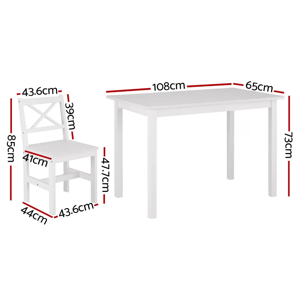 Modern 4-Seater Dining Set, Rectangle Table & X-Shaped Chairs - Artiss