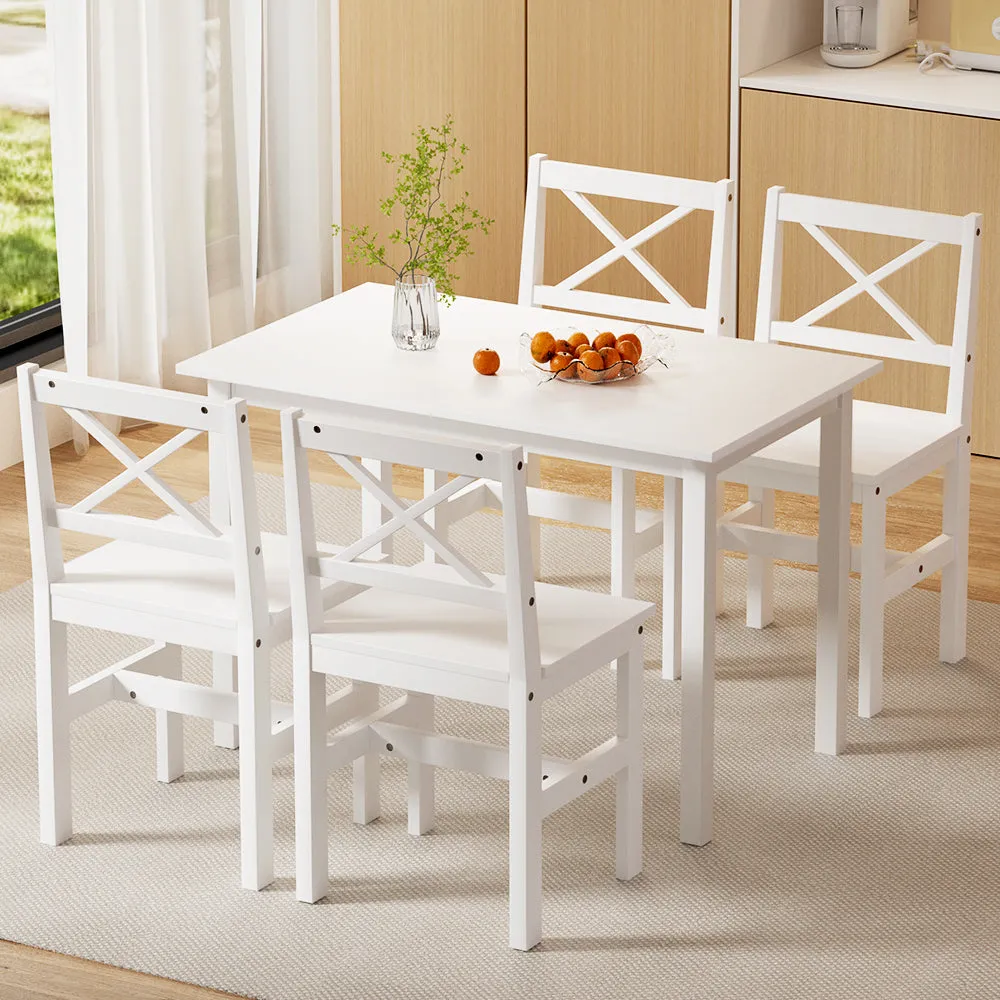 Modern 4-Seater Dining Set, Rectangle Table & X-Shaped Chairs - Artiss