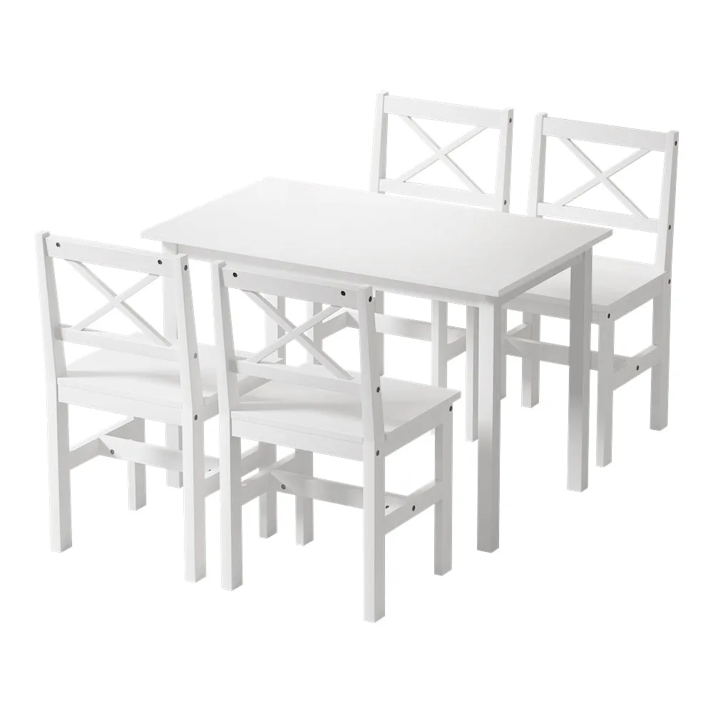 Modern 4-Seater Dining Set, Rectangle Table & X-Shaped Chairs - Artiss