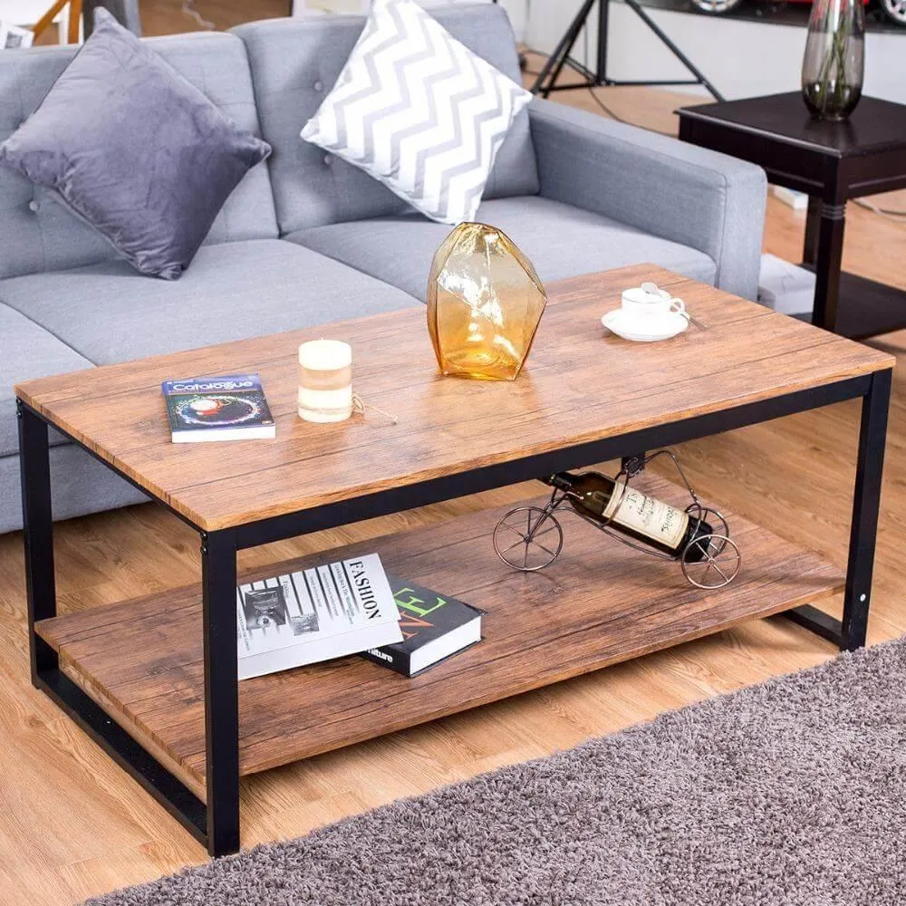 Modern Metal Frame Rectangle Coffee Table