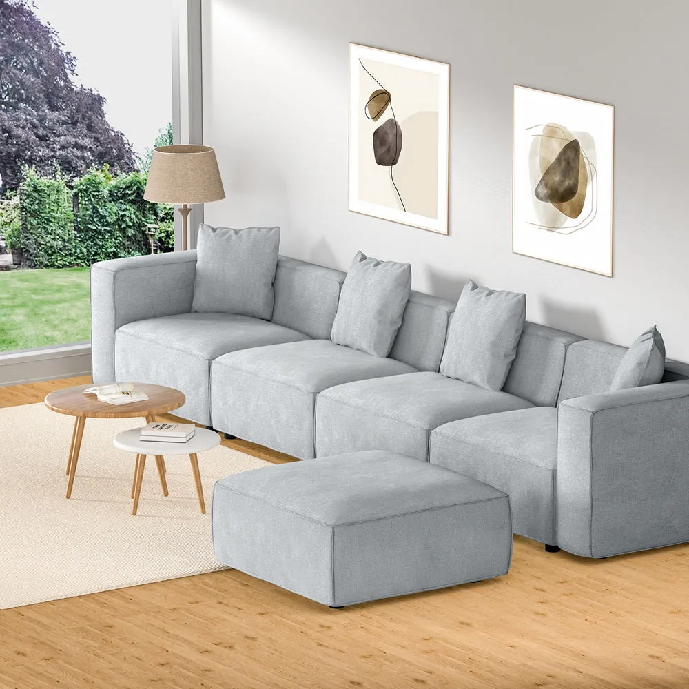 Modular Sofa Chaise Set 5-Seater Grey