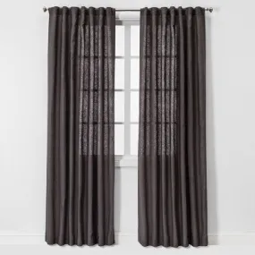 New - 1pc 54"x95" Light Filtering Linen Window Curtain Panel Brown/Dark Gray - Threshold