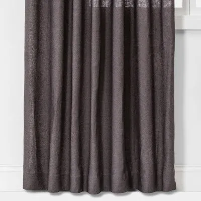 New - 1pc 54"x95" Light Filtering Linen Window Curtain Panel Brown/Dark Gray - Threshold