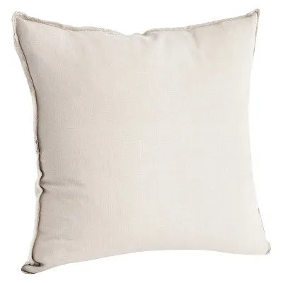 New - 20"x20" Oversize Fringed Design Linen Square Throw Pillow Natural - Saro Lifestyle