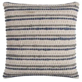 New - 20"x20" Oversize Striped Square Throw Pillow Cover Blue - Rizzy Home