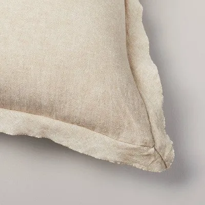 New - 26"x26" Linen Blend Euro Bed Pillow Taupe - Hearth & Hand with Magnolia