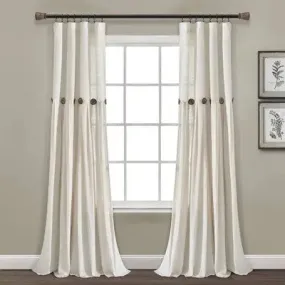 New - 84"x40" Farmhouse Linen Button Light Filtering Window Curtain Panel Off White - Lush Décor