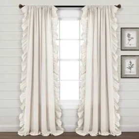 New - 84"x54" Linen Ruffle Window Curtain Panel White - Lush Décor