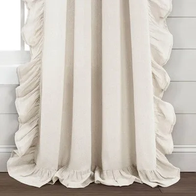 New - 84"x54" Linen Ruffle Window Curtain Panel White - Lush Décor