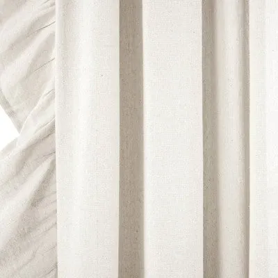 New - 84"x54" Linen Ruffle Window Curtain Panel White - Lush Décor