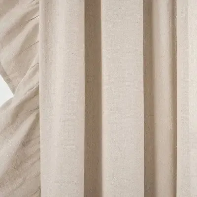 New - 95"x54" Linen Ruffle Window Curtain Panels Beige - Lush Décor