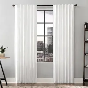 New - 96"x50" Renato Linen Blend Light Filtering Back Tab Curtain Panel White - Scott Living