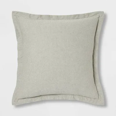 New - Euro Cotton Linen Blend Chambray Decorative Throw Pillow Moss Green - Threshold