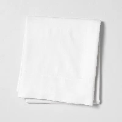 New - Full Linen Blend Flat Sheet White - Casaluna