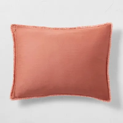 New - King Heavyweight Linen Blend Comforter Sham Terracotta - Casaluna