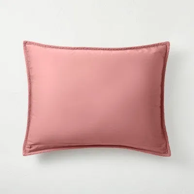 New - King Heavyweight Linen Blend Quilt Pillow Sham Rose - Casaluna