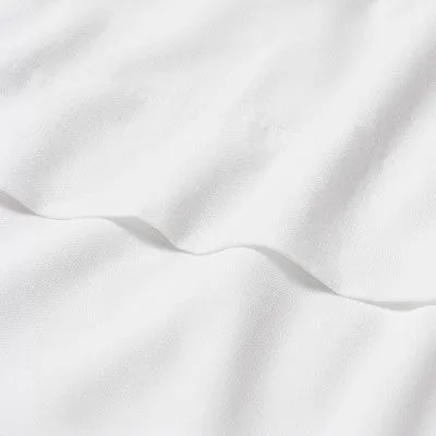 New - King Linen Blend Flat Sheet White - Casaluna