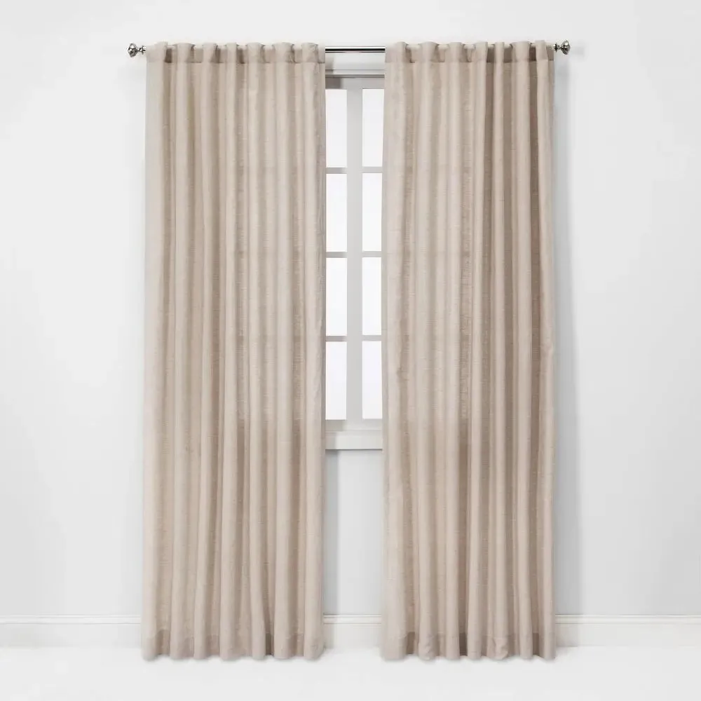 New - Light Filtering Linen Window Curtain Panel - Threshold