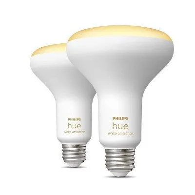 New - Philips Hue 2pk BR30 Warm-To-Cool LED Smart Bluetooth Lights and Bridge Compatible