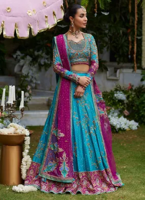 Nuresa Teal Lehenga Choli