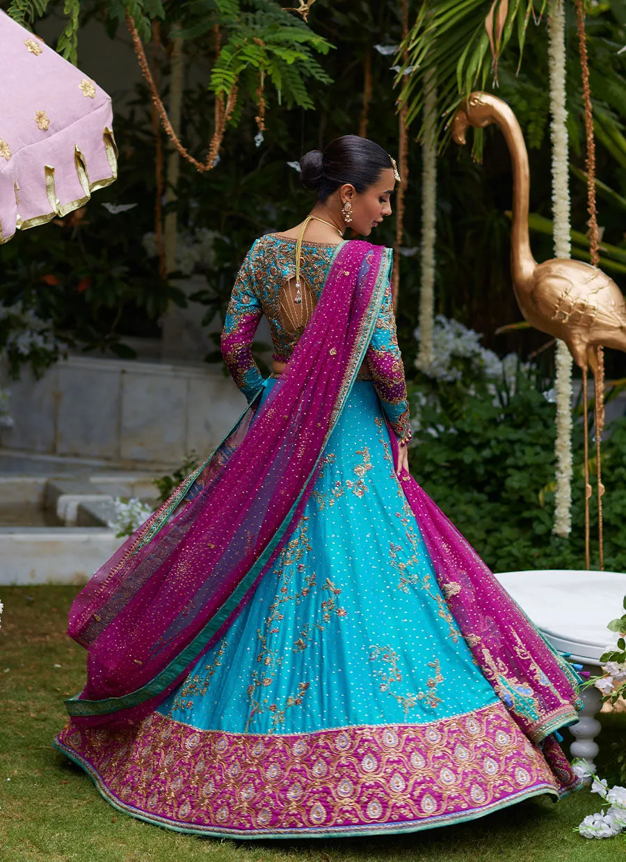 Nuresa Teal Lehenga Choli