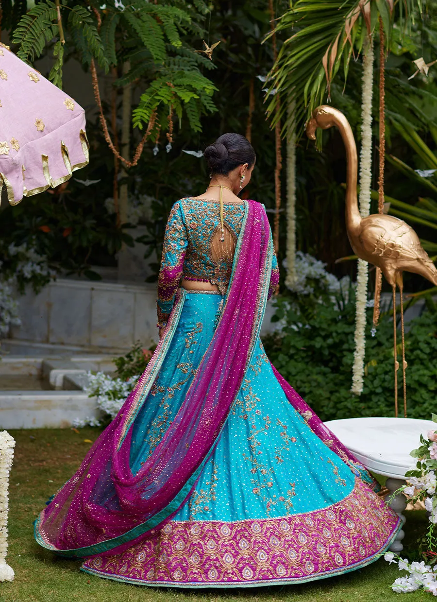 Nuresa Teal Lehenga Choli