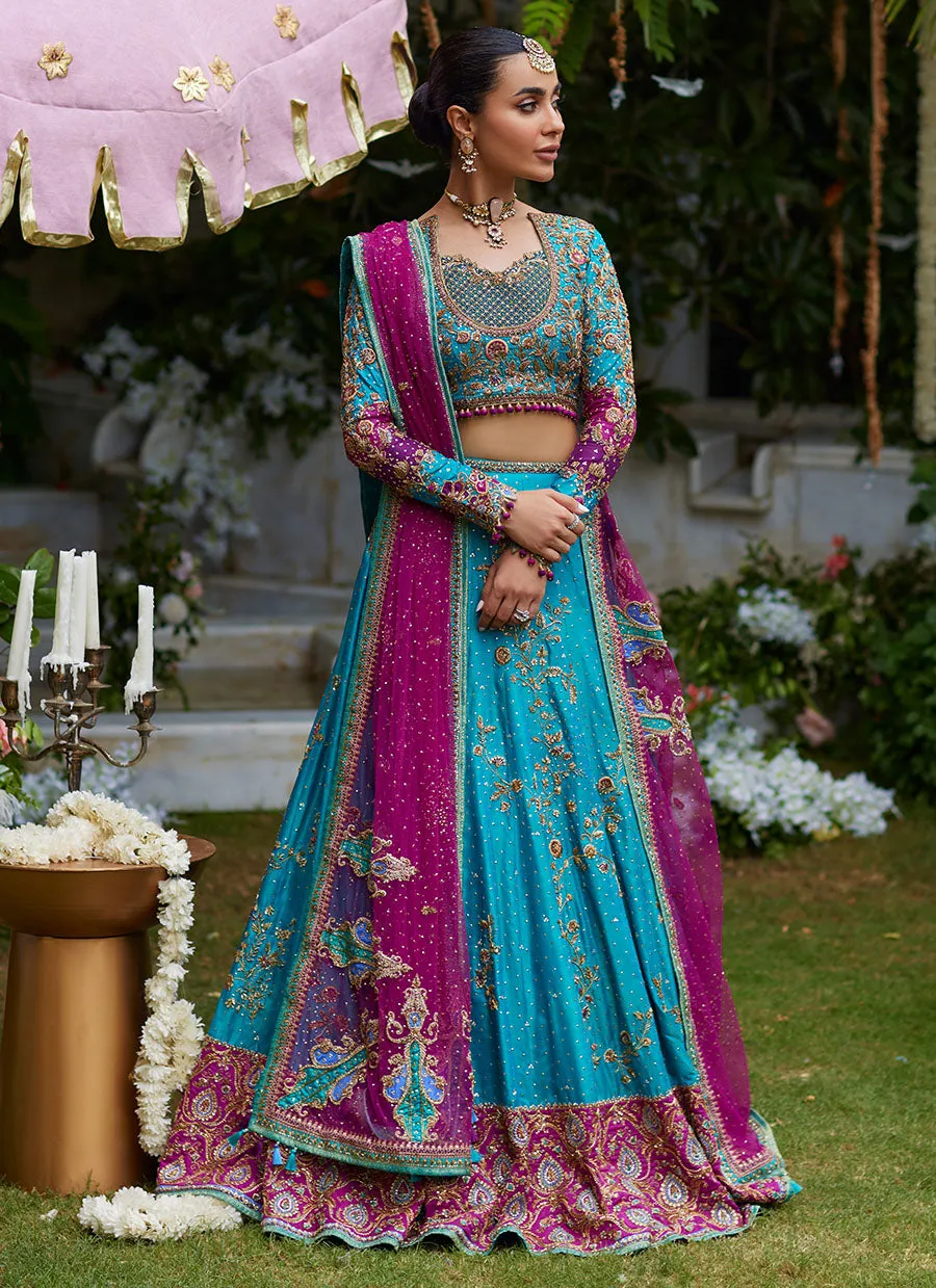 Nuresa Teal Lehenga Choli