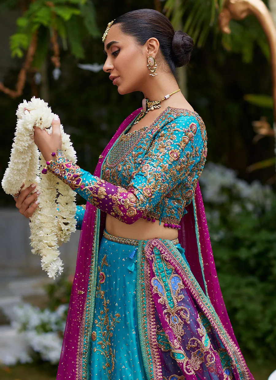 Nuresa Teal Lehenga Choli