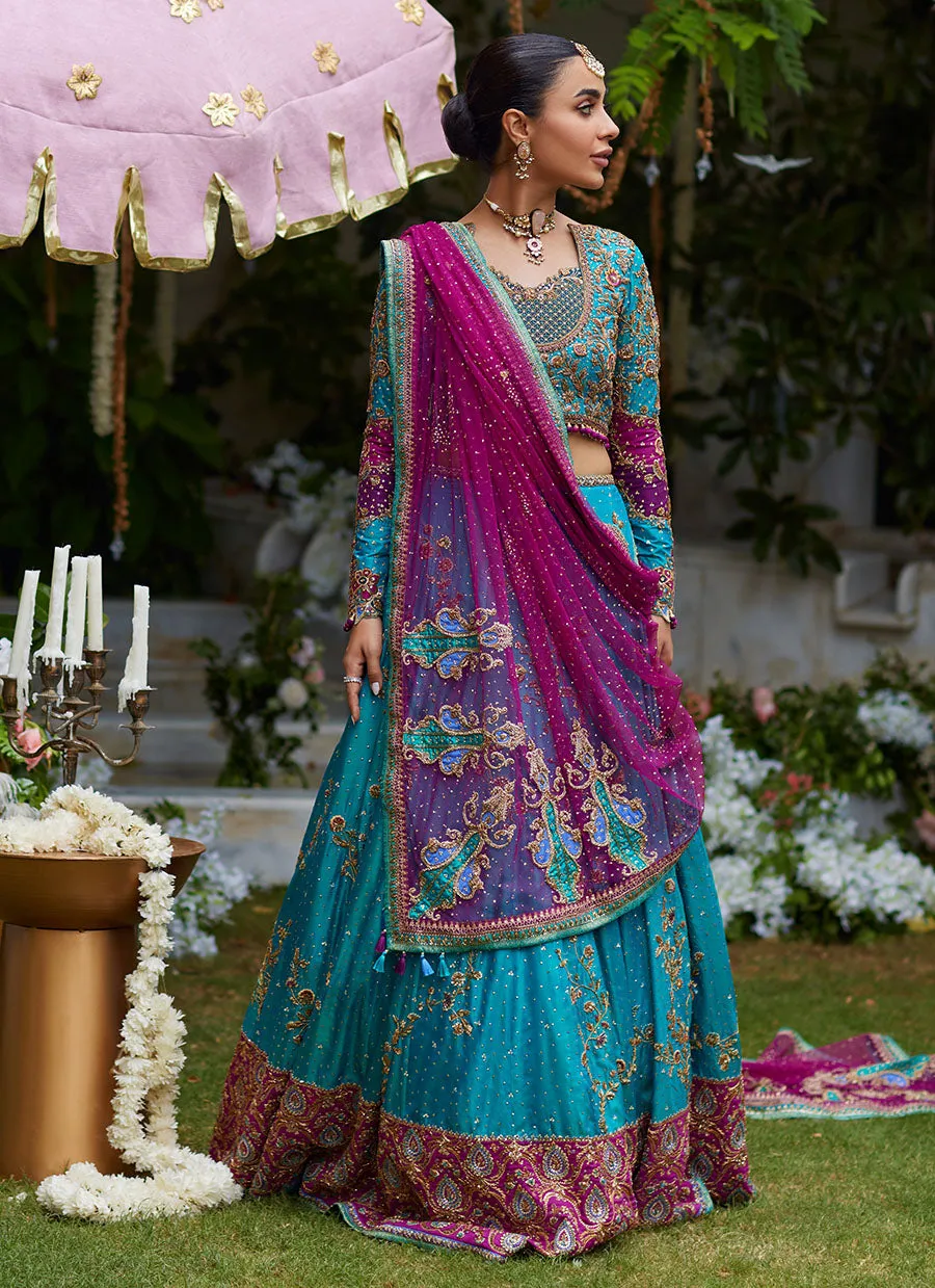 Nuresa Teal Lehenga Choli