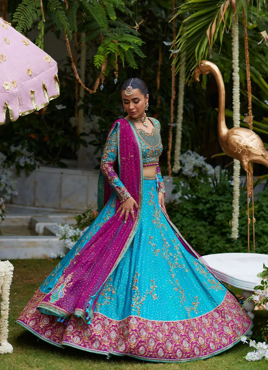 Nuresa Teal Lehenga Choli