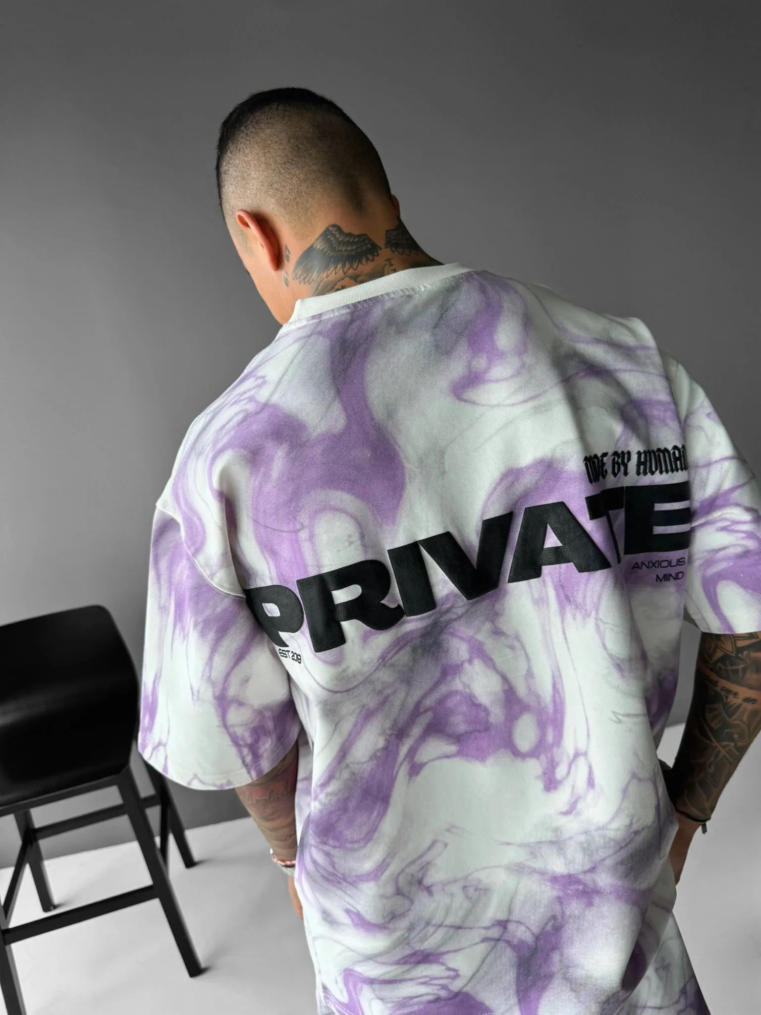 Oversize Private Smoke T-shirt - White and Lila