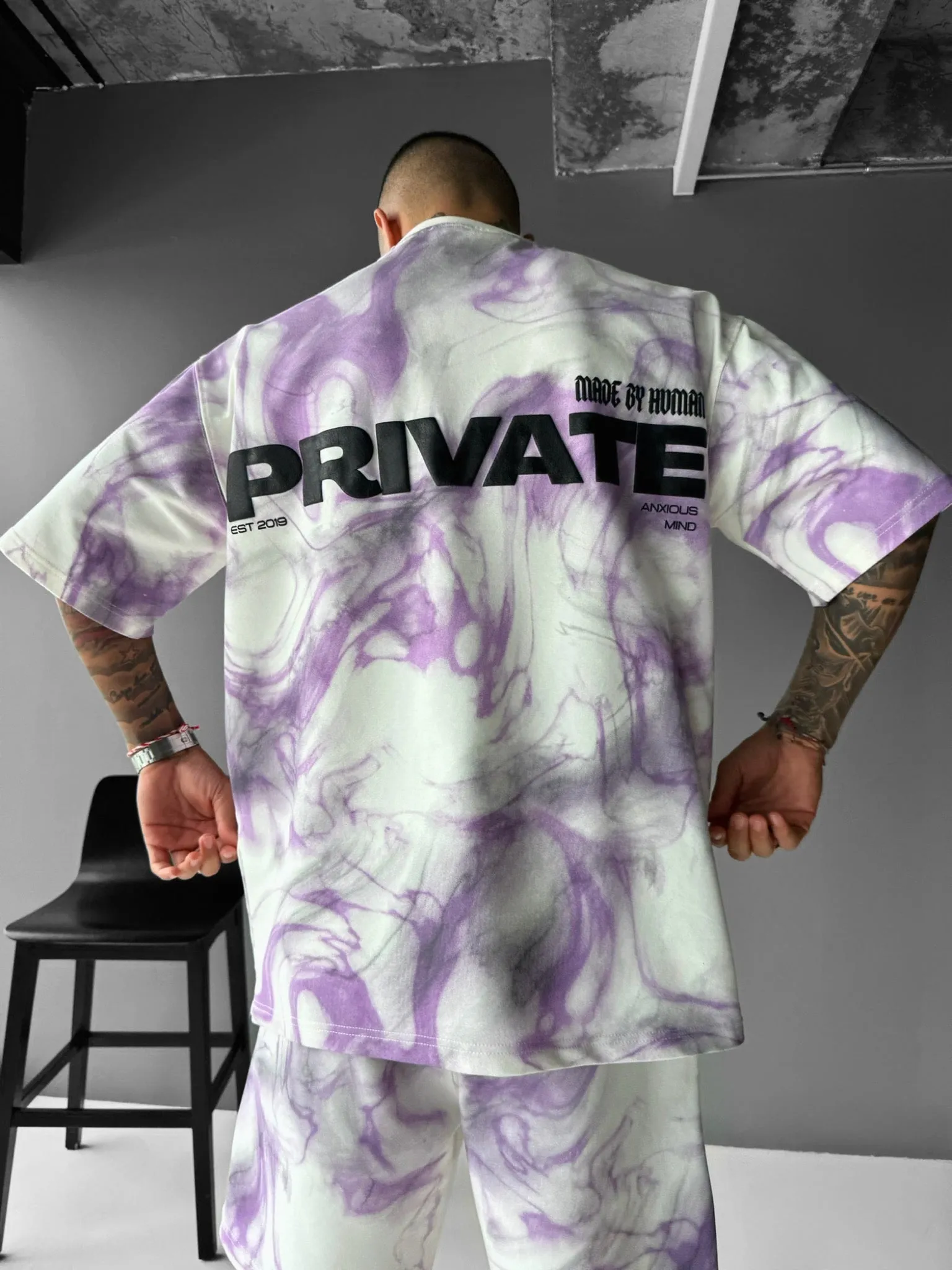 Oversize Private Smoke T-shirt - White and Lila