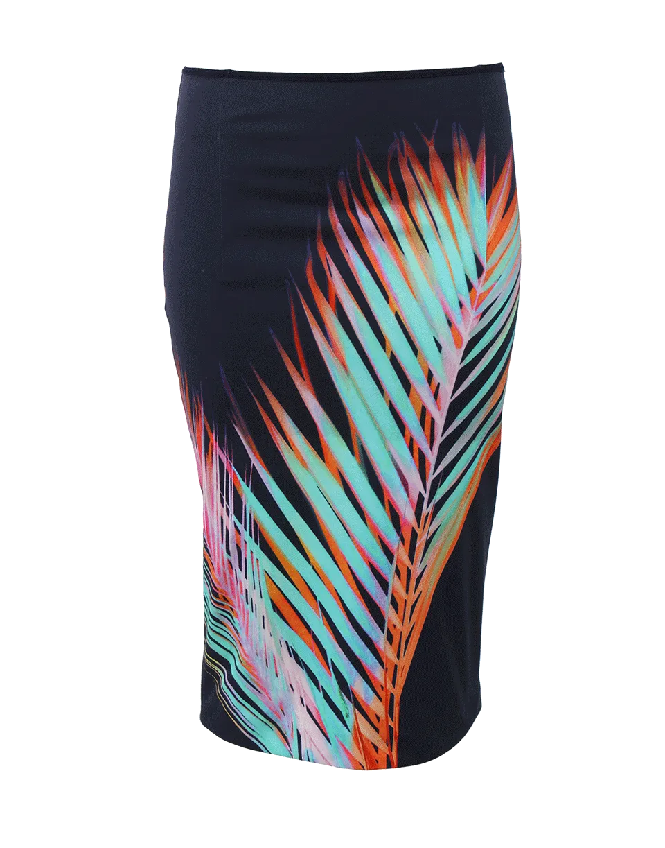 Palm Print Pencil Skirt