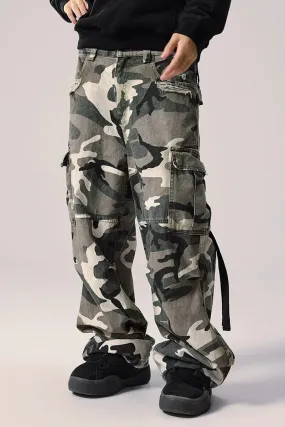 Patchwork Animal Print Cargo Pants